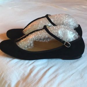 Nine West Black Suede T-Strap Flats
